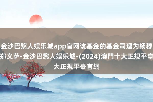 金沙巴黎人娱乐城app官网该基金的基金司理为杨穆彬、郑义萨-金沙巴黎人娱乐城-(2024)澳門十大正規平臺官網